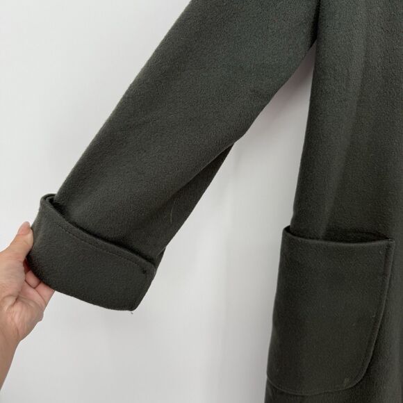 Cassidy Petite Vintage Green Wool Tailored Trench Coat Size 4P USA - Picture 4 of 13